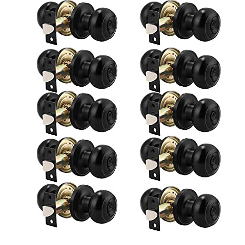 10 Pack Keyless Round Privacy Door Knobs with Inside Thumb Turn Locks  