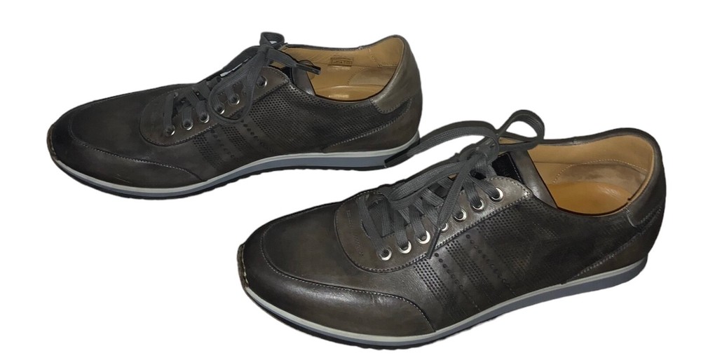 Men's Magnanni Merino Grey Leather Lace Up Sneakers 21724 Size 10.5 M