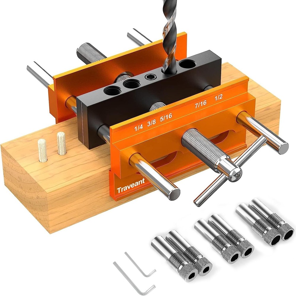 Self Centering Dowel Jig kit, Drill Guide Bushings Set, Wood Working Tools Dr...