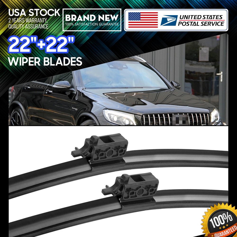 Waterproof Top Lock 22''+22'' Premium Bracketless Windshield Wiper Blades /pair