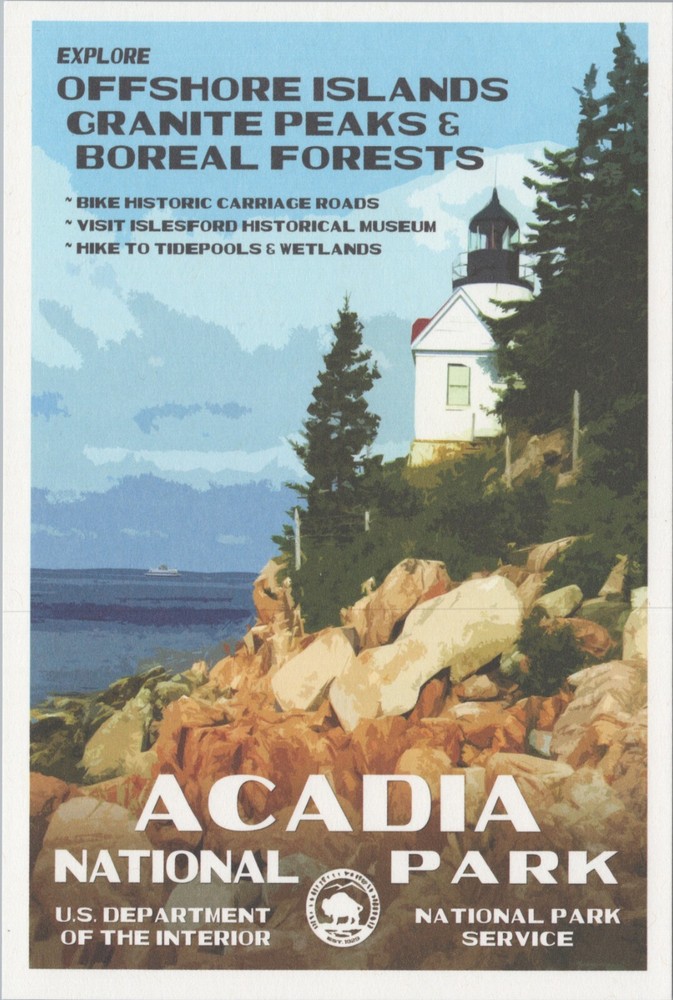 Postcard Arcadia National Park Maine LIghthouse Robert B. Decker UNP 9825a-image