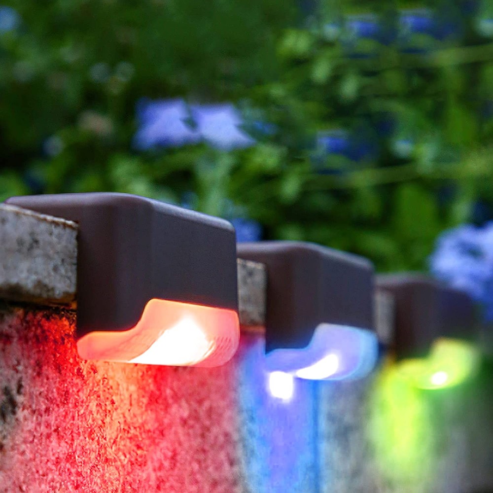 8 Pack Waterproof Color Changing Solar Deck Lights for Stairs Pool Patio