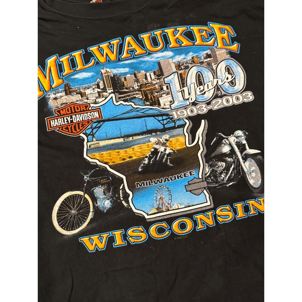 Harley Davidson Milwaukee 100 Years Long Sleeve T Shirt Black 2XL
