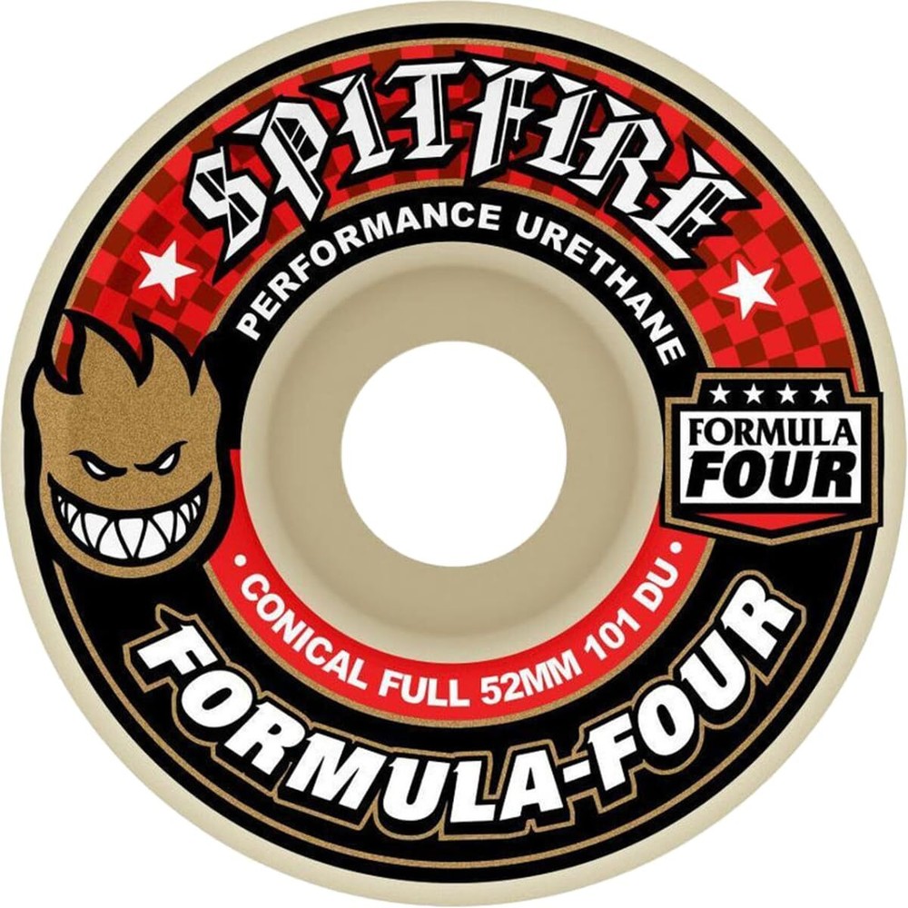 Spitfire Formula Four Conical Full White Red Skate Wheels 58mm 101a Set of 4