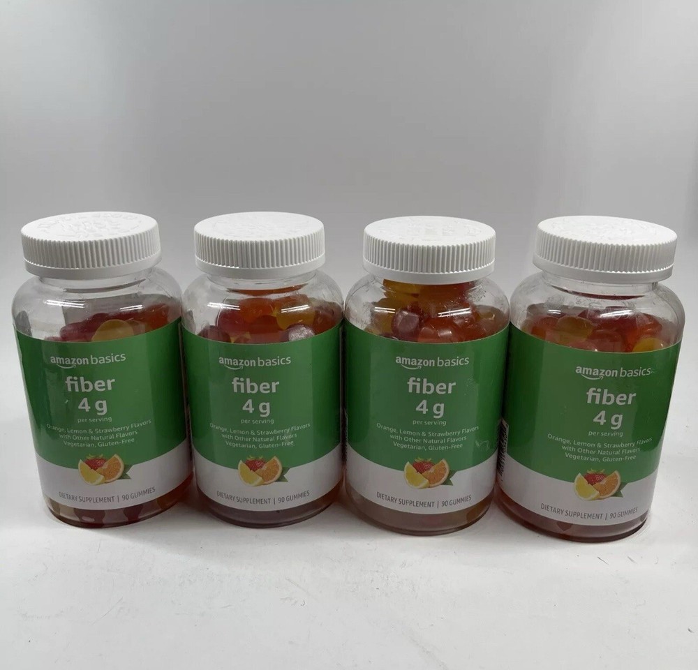 Basics Fiber 4g Gummies - Orange, Lemon & Strawberry 90ct - LOT of 4 - EX 08/25