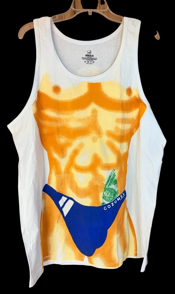 Vintage Novelty Hunk Funny Cozumel Beach Tank Shirt Top Men’s Size XXL