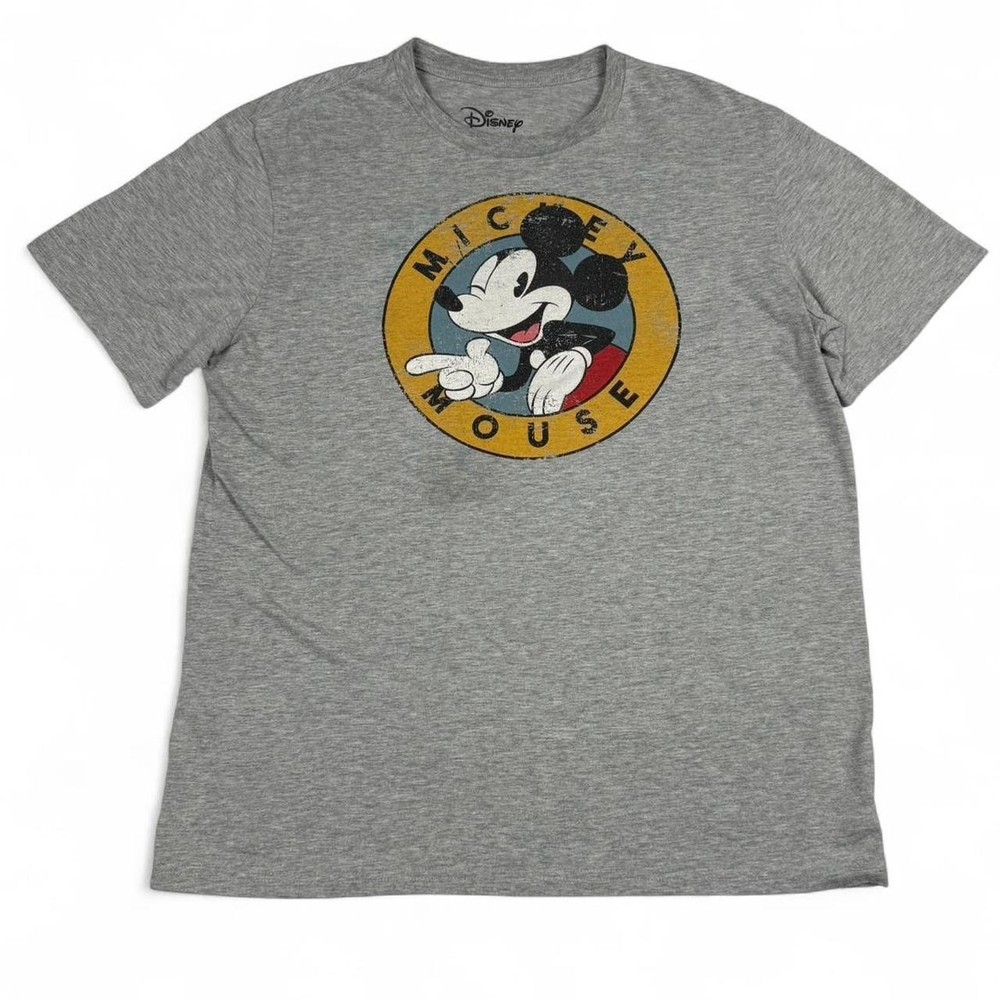Disney Mickey Mouse Vintage Style Graphic T-Shirt XL Gray Retro Disney Tee