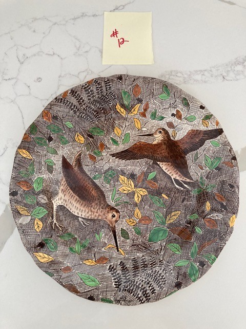 Vintage Gien Rambouillet Plate WOODCOCK French Faience Hunting Scene 10