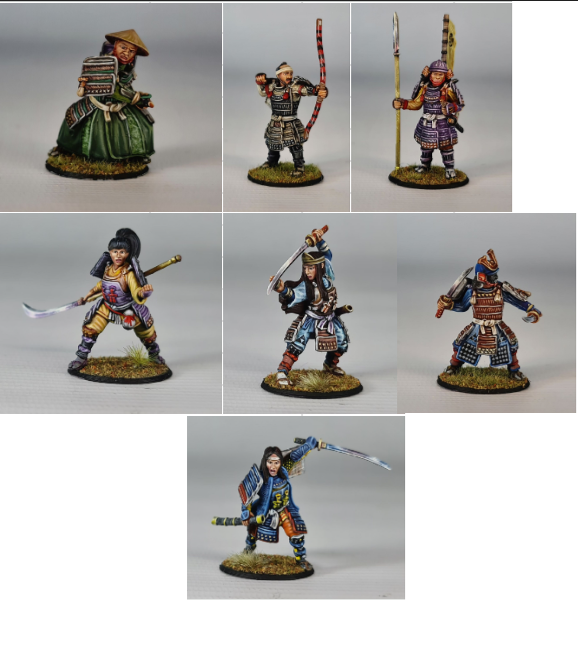 3d printed 32mm miniature samurai set for tabletop rpgs, dnd, and war games
