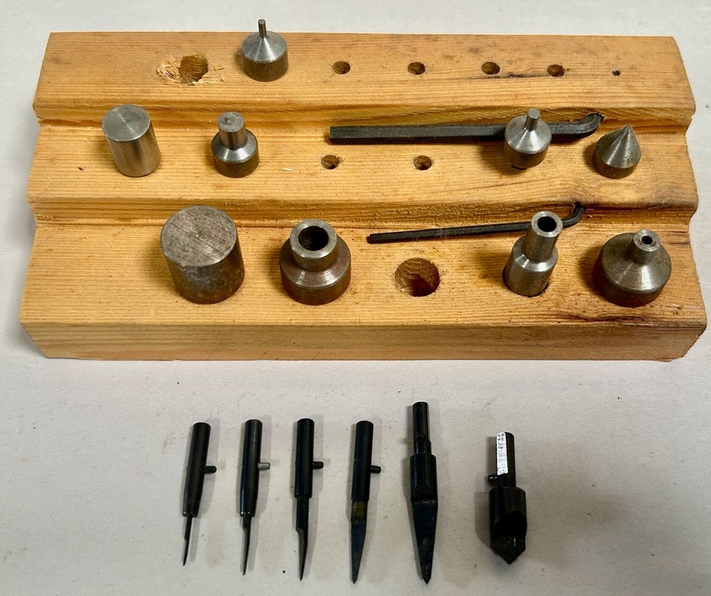 Lot Of Vintage Clockmakers Clock Making Bushing Press Dies & Reamer Tool (A17)