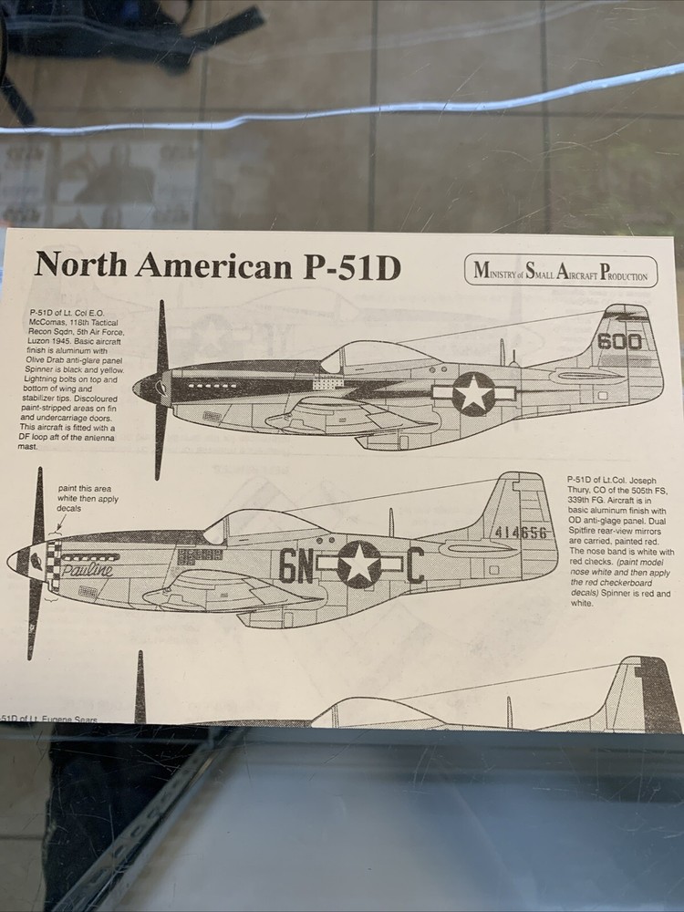 1/72 Ministry Of Small Aircraft Production #7208 North American P-15D Decals KH