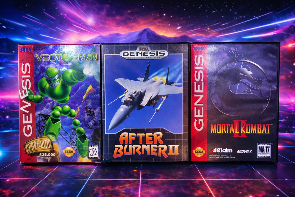 Sega Genesis CIB Vectorman Mortal Kombat II After Burner II EXCELLENT 🔥
