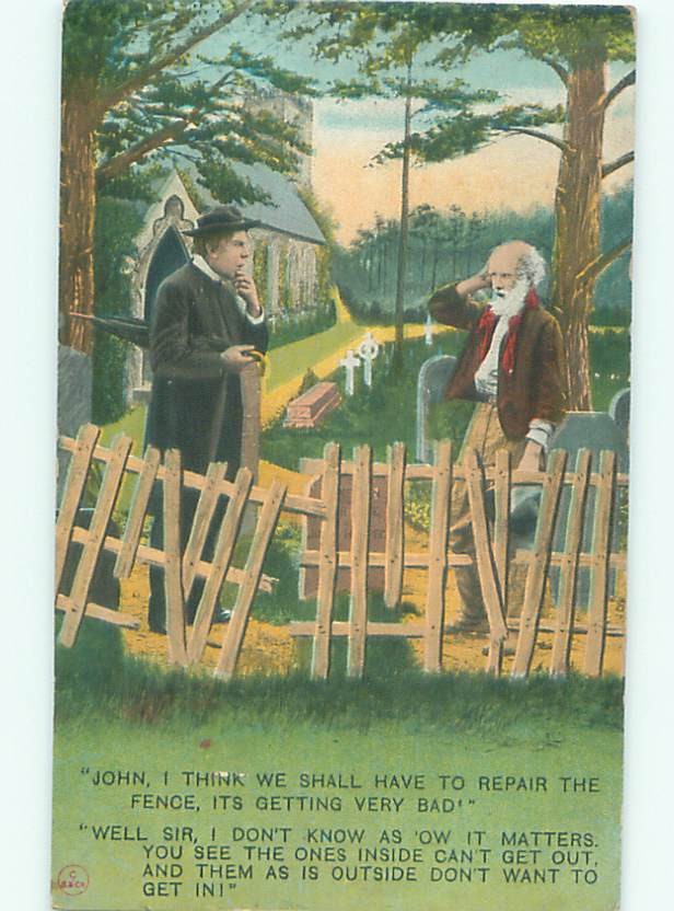 Bamforth Comic MAN TALKING TO MINISTER AT THE FENCE : : make an offer AB9966