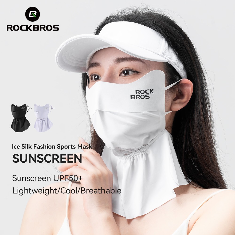 ROCKBROS UPF 50+ Cooling Neck Gaiter with Ear Loops UV Face Scarf Mask