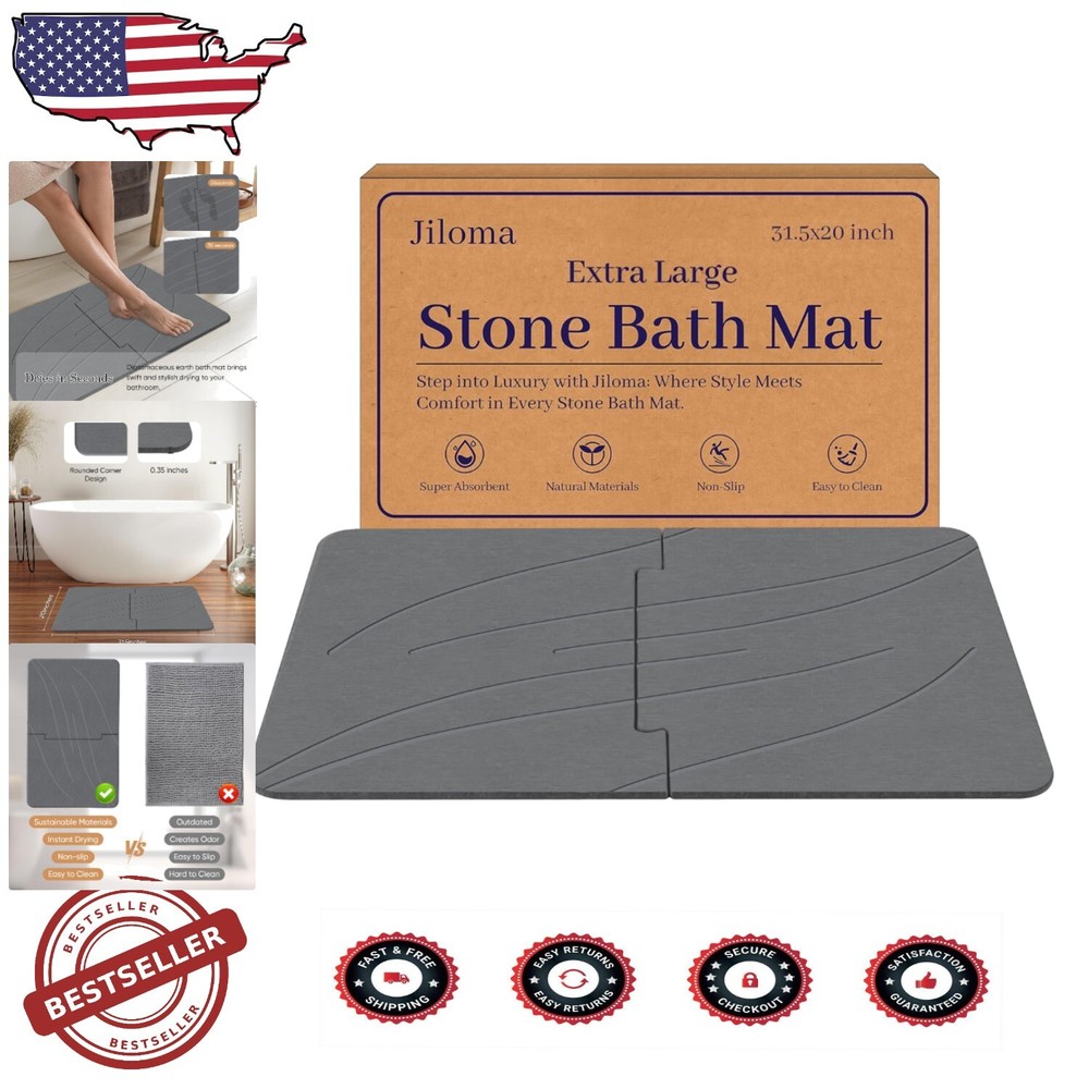 Elegant 32x20 Diatomaceous Earth Bath Mat for Superior Absorbency and Style