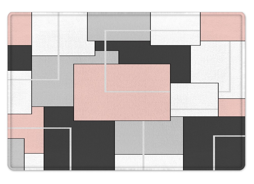 Pink Abstract Geometric Bath Mat 24x16 Inch for Kitchen or Floor