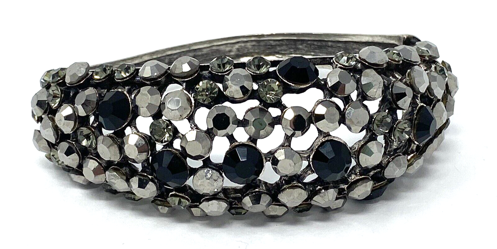 Women's Hematite Cuff Bracelet with Hinged Closure