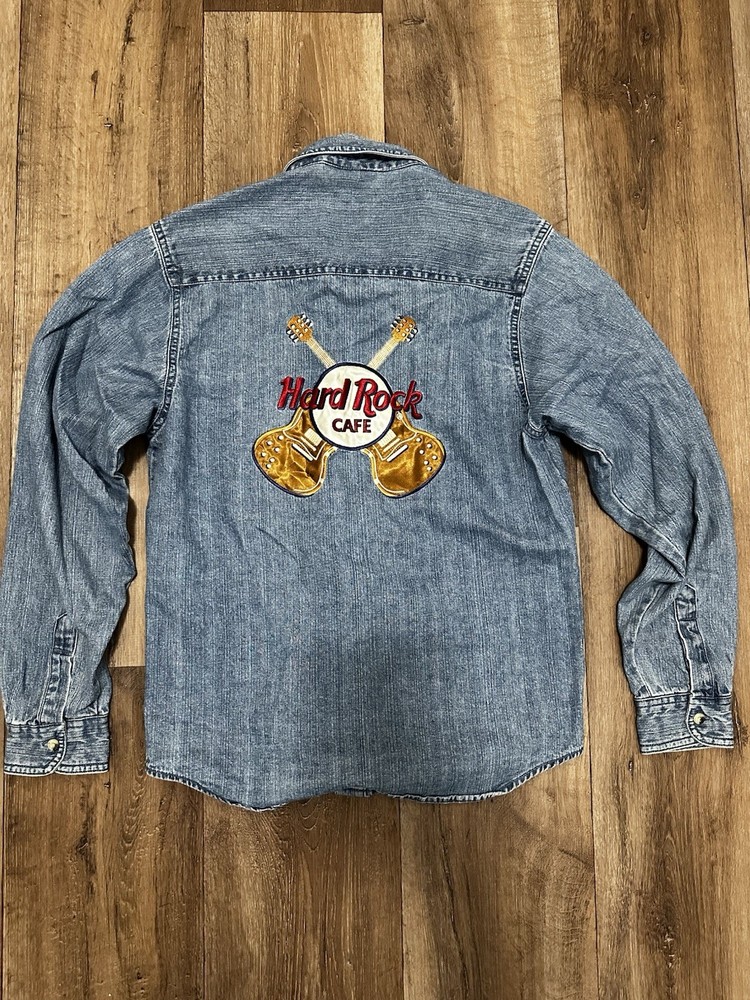 Vintage Hard Rock Cafe Denim Long Sleeve Button Up  Size M