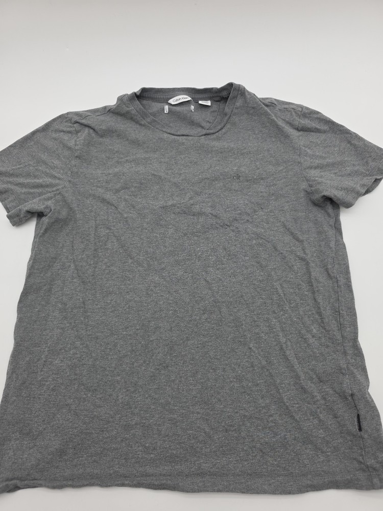 Calvin Klein T-shirt Men Medium Gray Solid Logo ..#38296