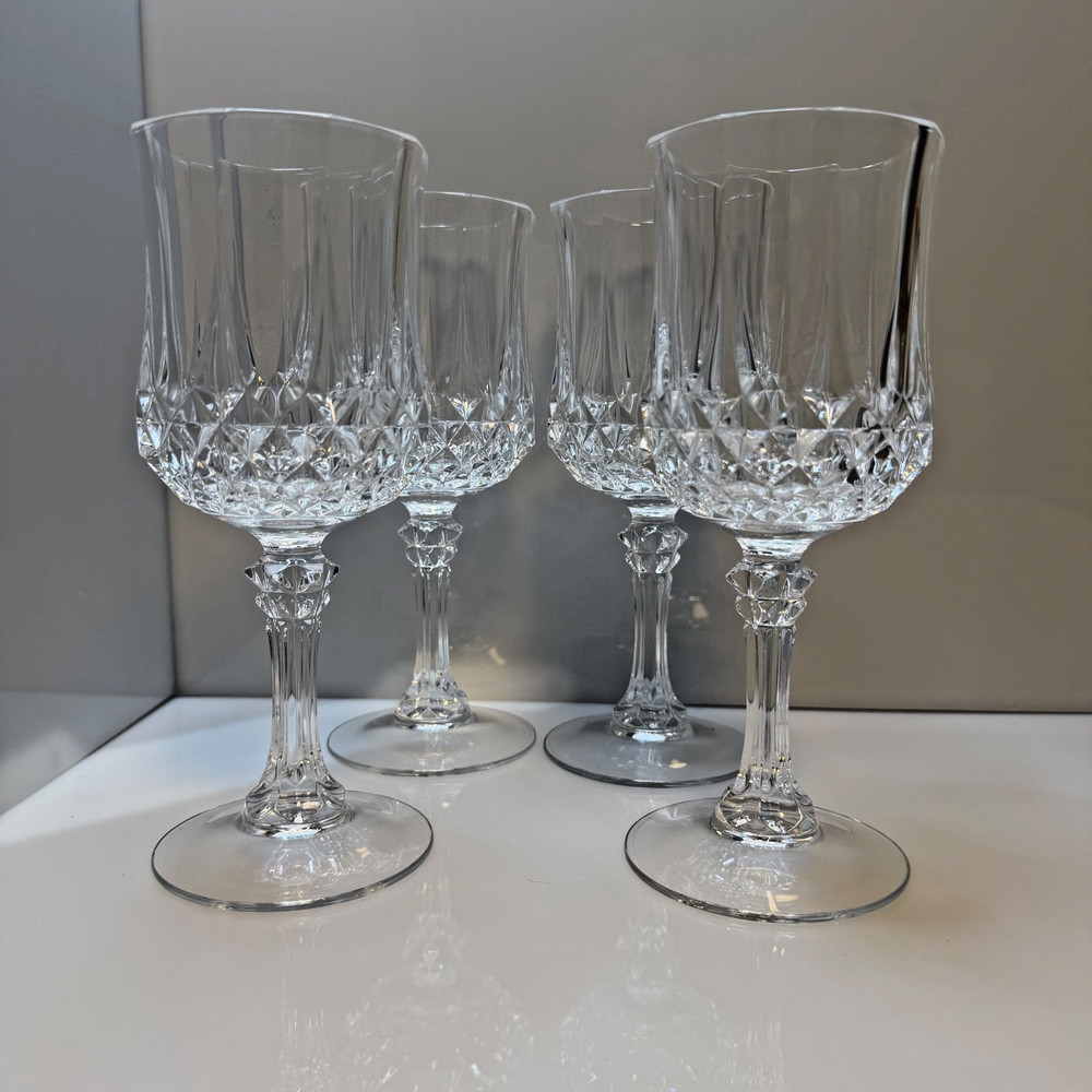Set of 4 Cristal D'arques Durand Longchamp Tall Water Goblet Glasses - EUC