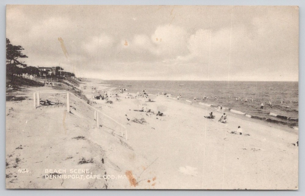 Vintage Dennisport Cape Cod MA Beach Scene Collotype Postcard c. 1910s