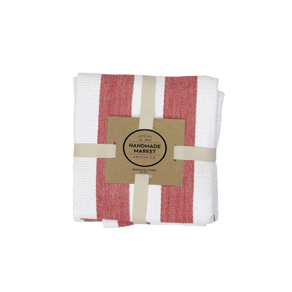 Industrial Stripe Basketweave Tea Towels Set of 2 for Kitchen & Dining