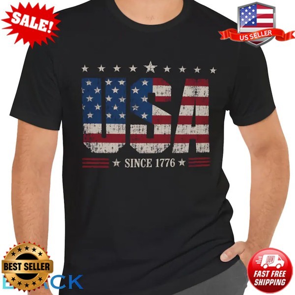 USA Since 1776 Shirt, Retro American Flag, Patriotic 4th Of July T-Shirt S-5XL