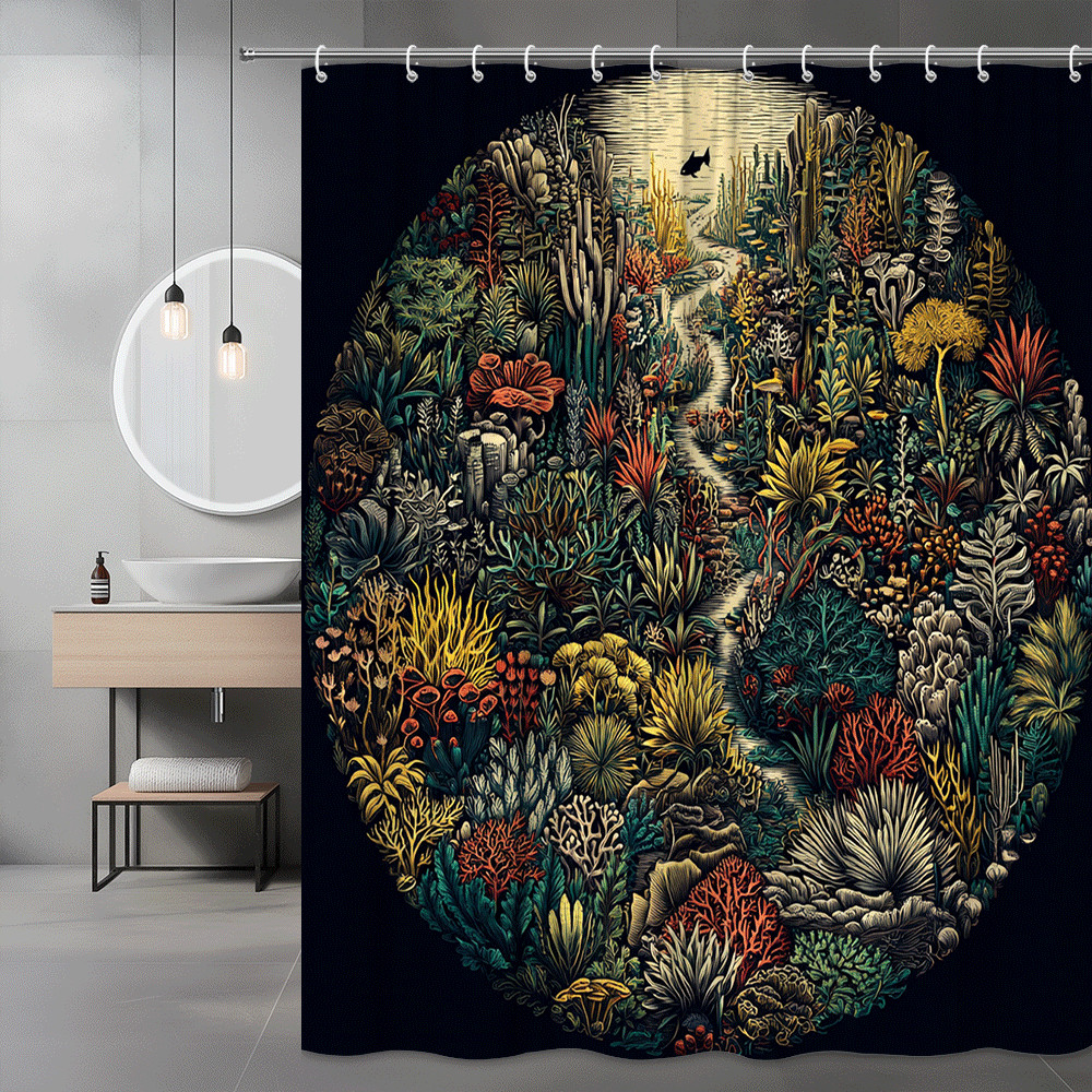 Coral Reef Shower Curtain Ocean Sea Life Graphic Print