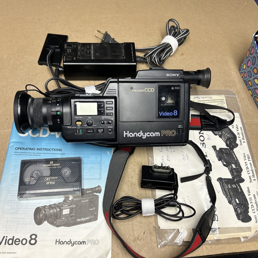 Vtg Sony Handycam Pro CCD-V9 Video 8 Camcorder W/ Charger Tested * No Batteries*