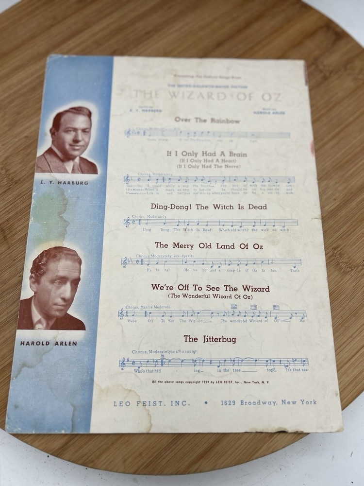 vintage WIZARD OF OZ sheet music MERRY OLD LAND OF OZ Judy Garland 1939