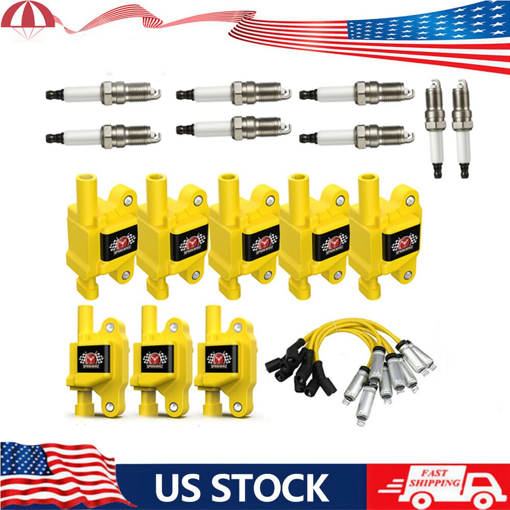 8 Pack Ignition Coil UF413 +41-962 Spark Plug+9748UU Wire Set For Chevy GMC 1500