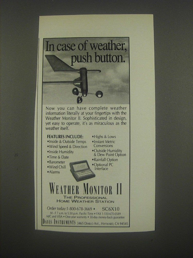1991 Weather Monitor II Ad - In case of weather, push button