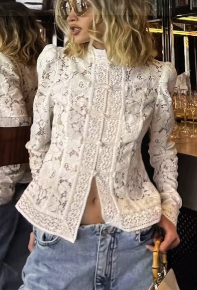 Free People, Anthropologie Ivory Lace Floral Embroidered Sleeve Blouse s,m,l