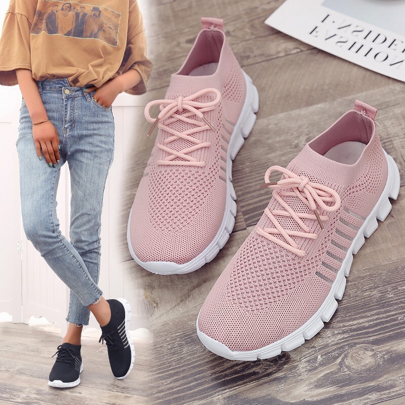 Womens Ladies Trainers Sock Slip On Sock Shoes Jogging Pumps Plimsole Sneakers