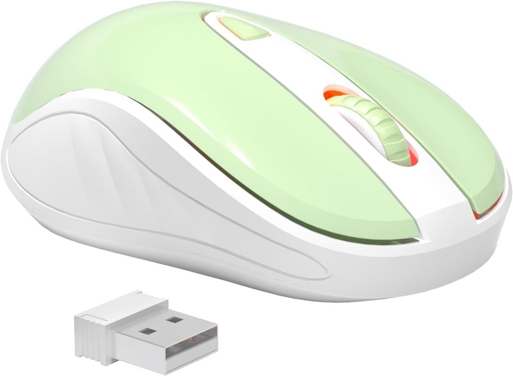 OKIMO 2.4GHz Wireless Optical USB Mouse for Laptop in Green - Unisex Design