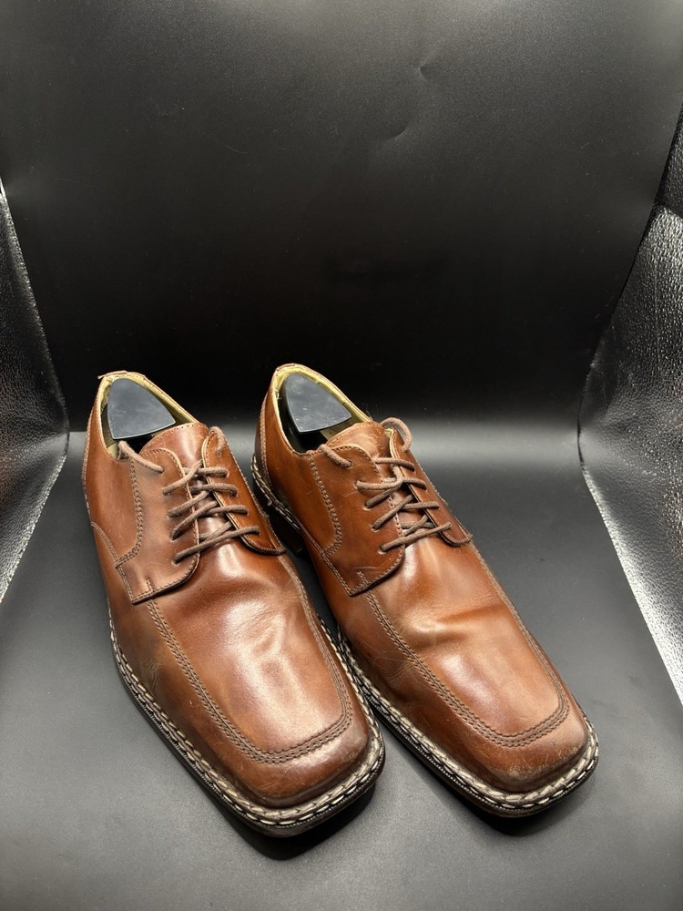 Stacy Adams Men’s Size 9M Brown Leather Square Toe Dress Shoes Lace Up