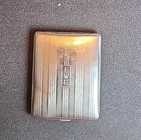 Vintage 1920'S Deco Sterling Silver Cigarette Case Card Signed Sterling