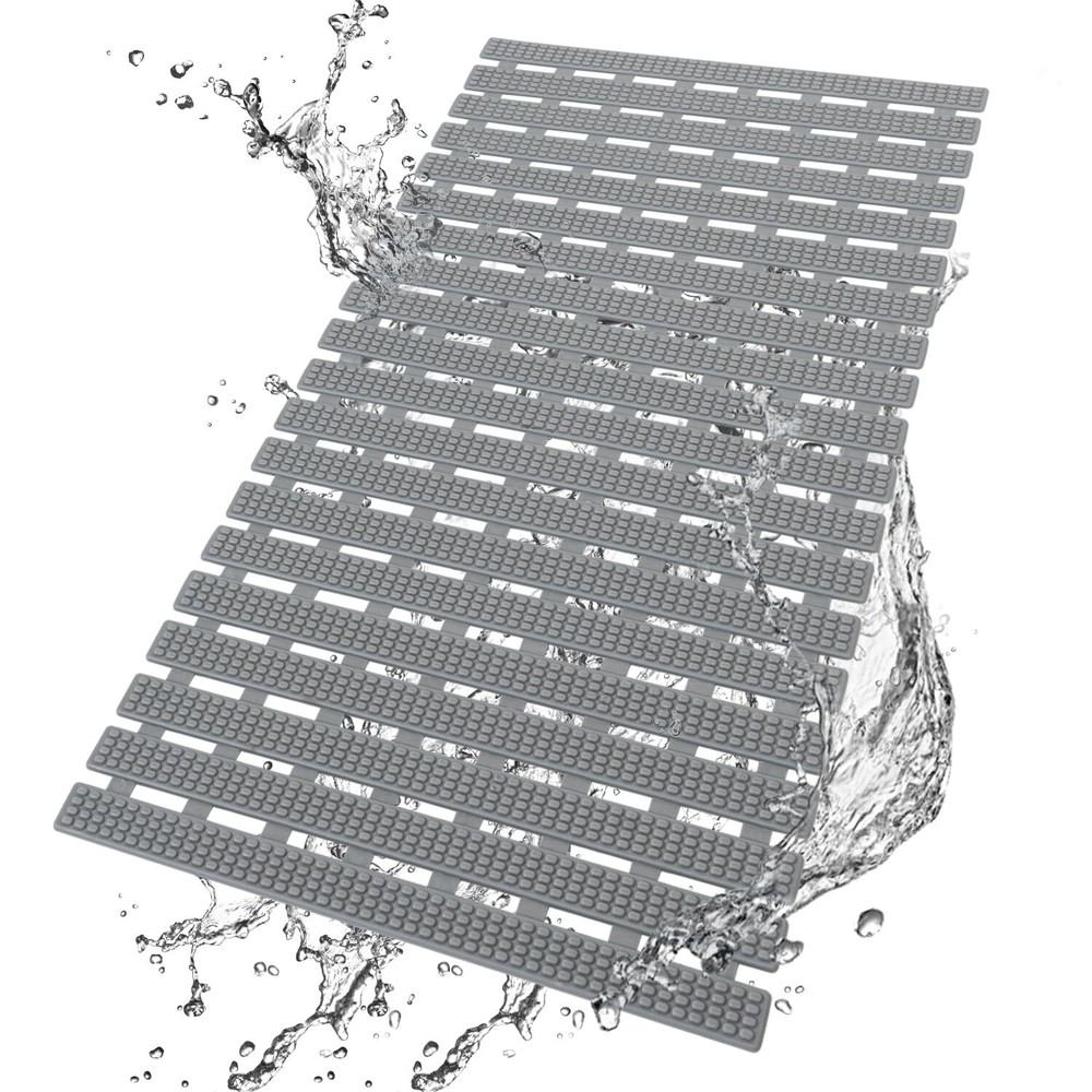 Shower and Bathtub Mat Non Slip, 27x15 Inch Bath Mat for Tub, Quick Drain Grey