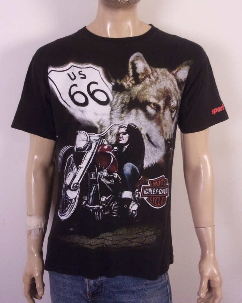 vintage 90s rare AOP Harley Davidson Motorcycles Bootleg T-Shirt Biker SZ XL