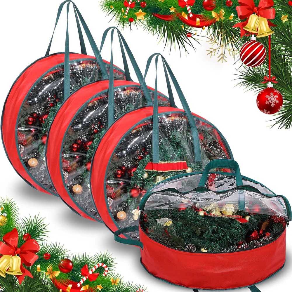 Shappy 2-Pack Clear Christmas Wreath Storage Box with Durable Protection