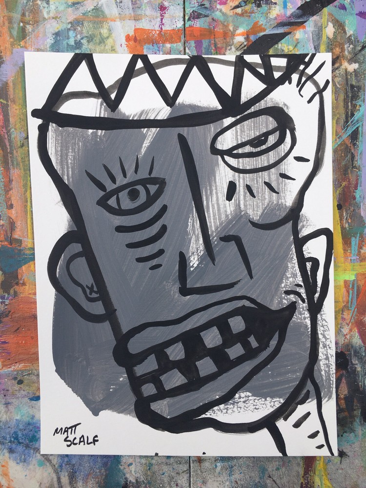 Matt Scalf Face Abstract Street Pop Art Graffiti ORIGINAL PAINTING 9x12 Portrait