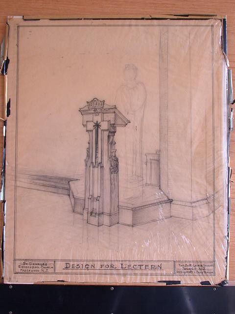 Maplewood NJ St George's Episcopal Church Lectern Design Drawing 1900s