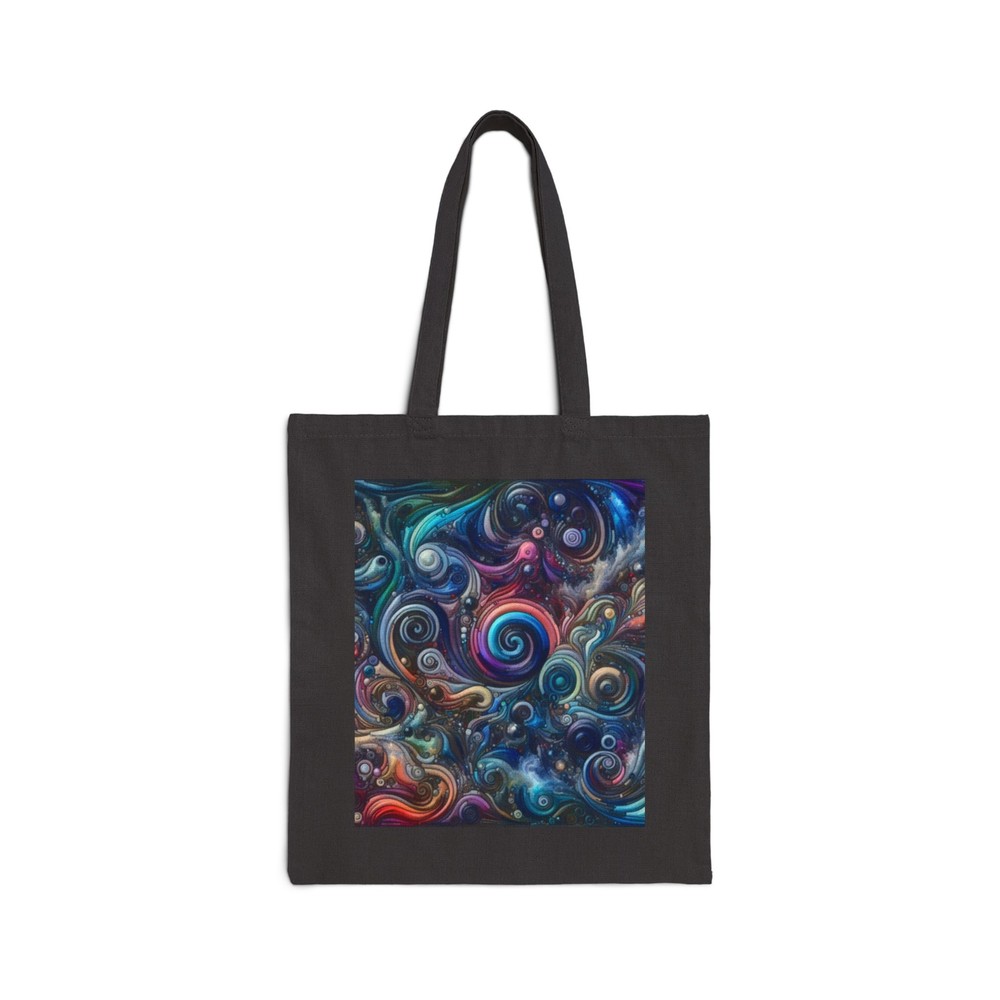 Cotton Canvas Tote Bag Teal, Fushia, Purple and Black Abstract Design 7, Gift