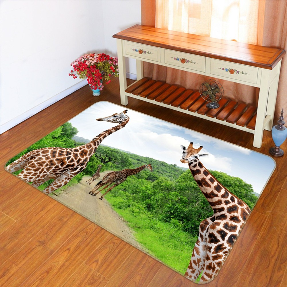 3D Cute Giraffe Forest O702 Animal Non Slip Rug Mat Elegant Photo Carpet Fay