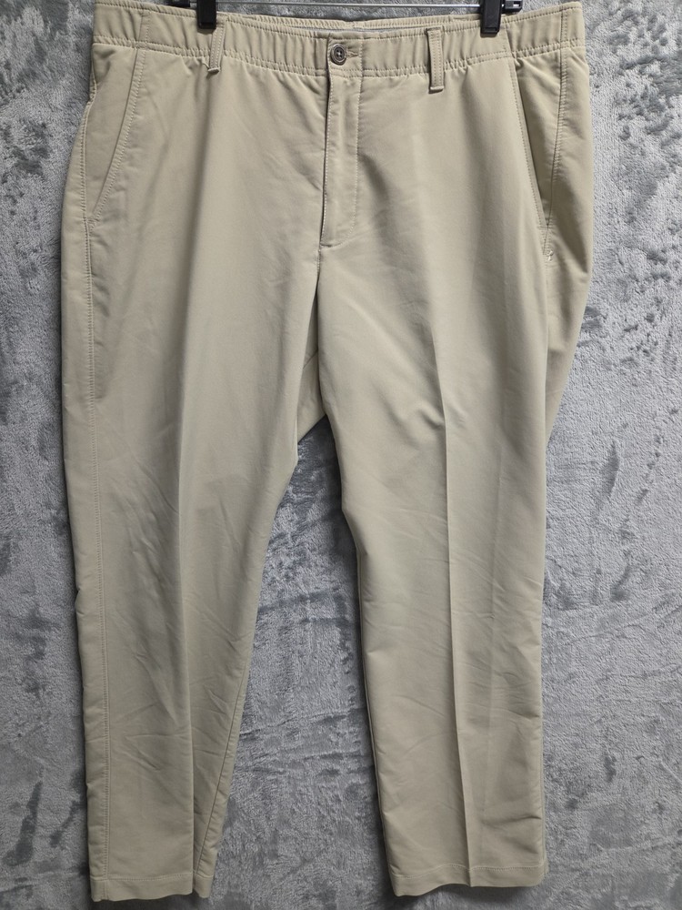 Under Armour Men's Beige Casual Pants Nylon Blend Button Zipper Pockets Size 40