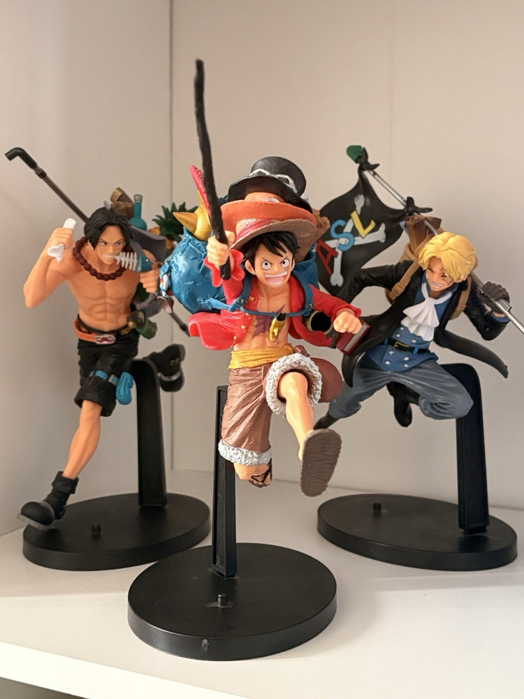 One Piece Monkey D. Luffy Sabo Ace Figure Lot (3) w/ stand Anime. Check Desc