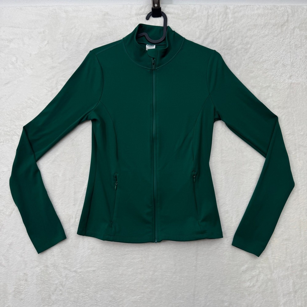 PINK Victoria's Secret Jacket Womens Small Green Full Zip Mock Neck Thumbholes