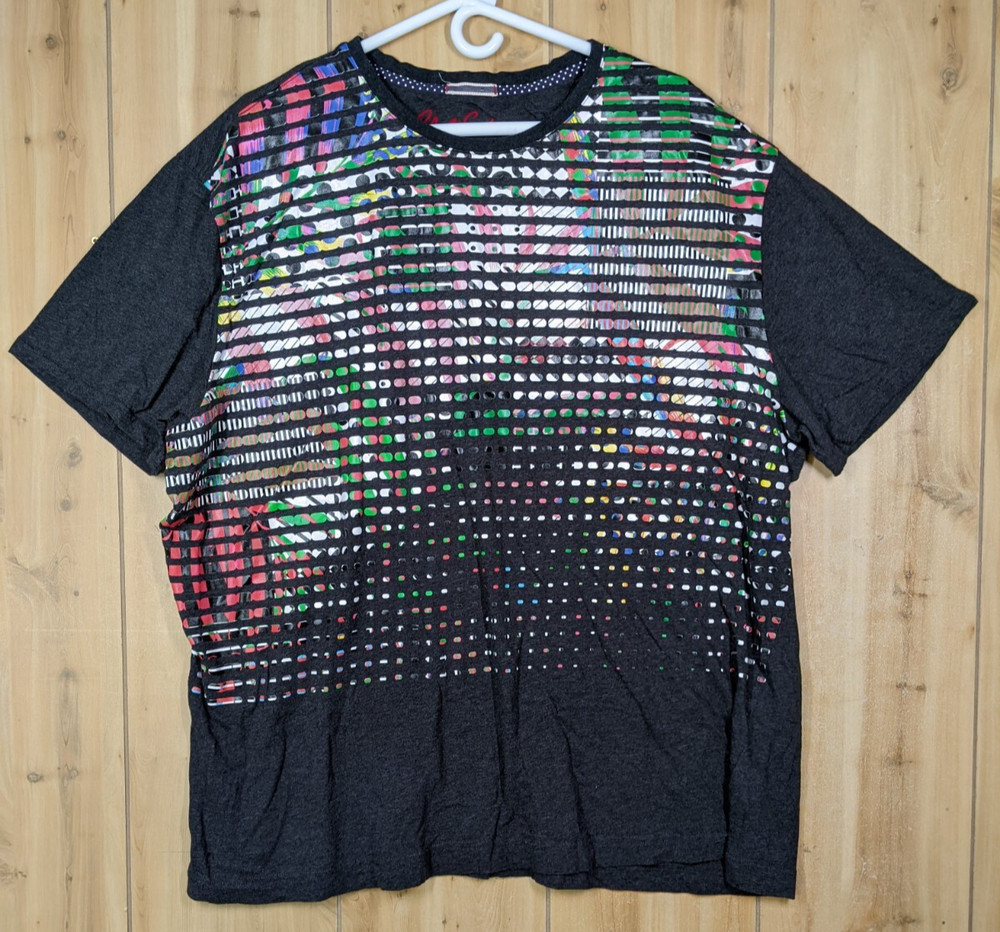Robert Graham Men 3XL T-Shirt Abstract Graphic Print Cotton Crewneck Gray Tee-image