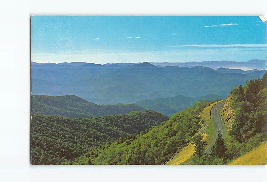 Postcard View from Waterrock Knob showing Blue Ridge Parkway North Carolina USA