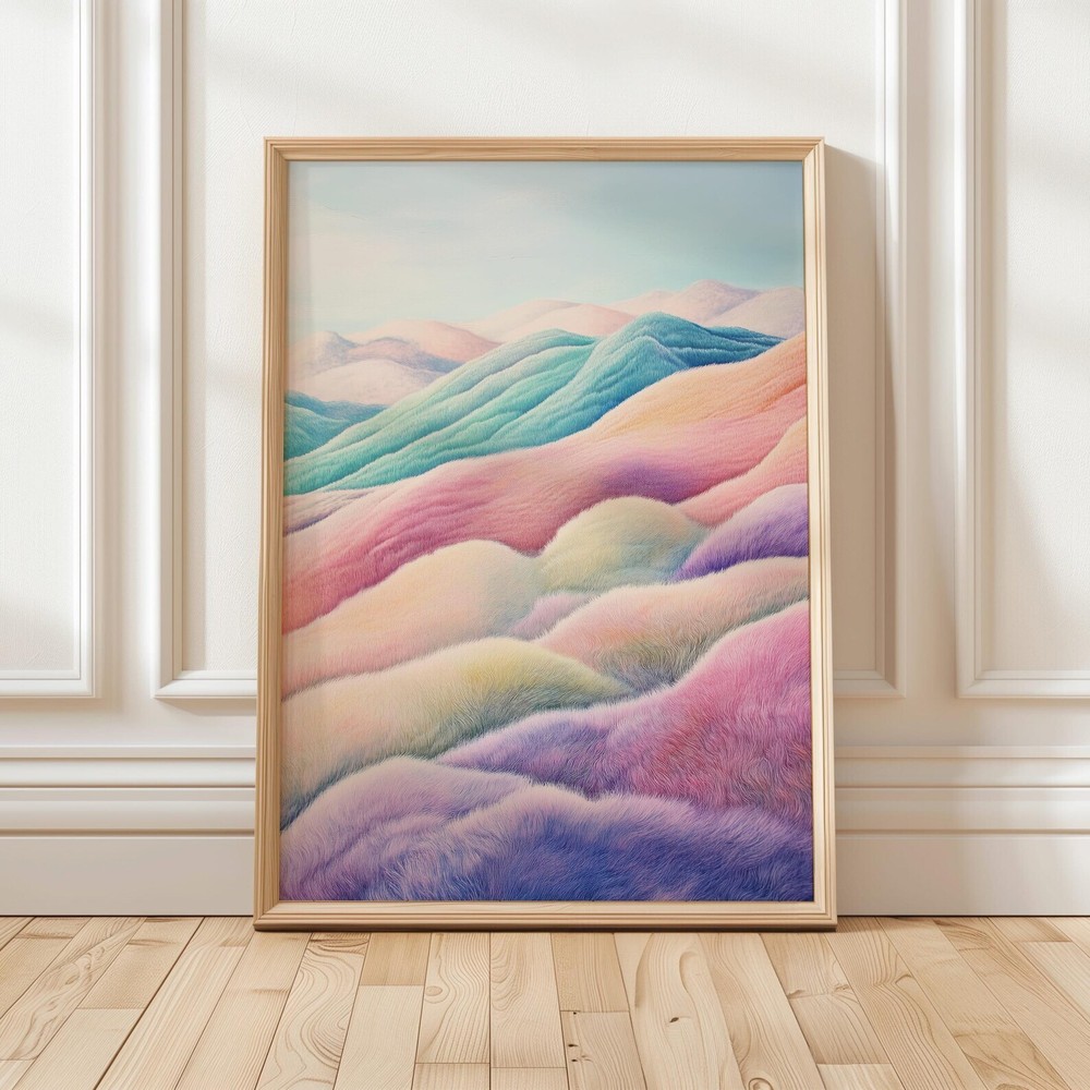 Pastel Hills Abstract Art Print  Soft Landscape Wall Art  Dreamy Pastel